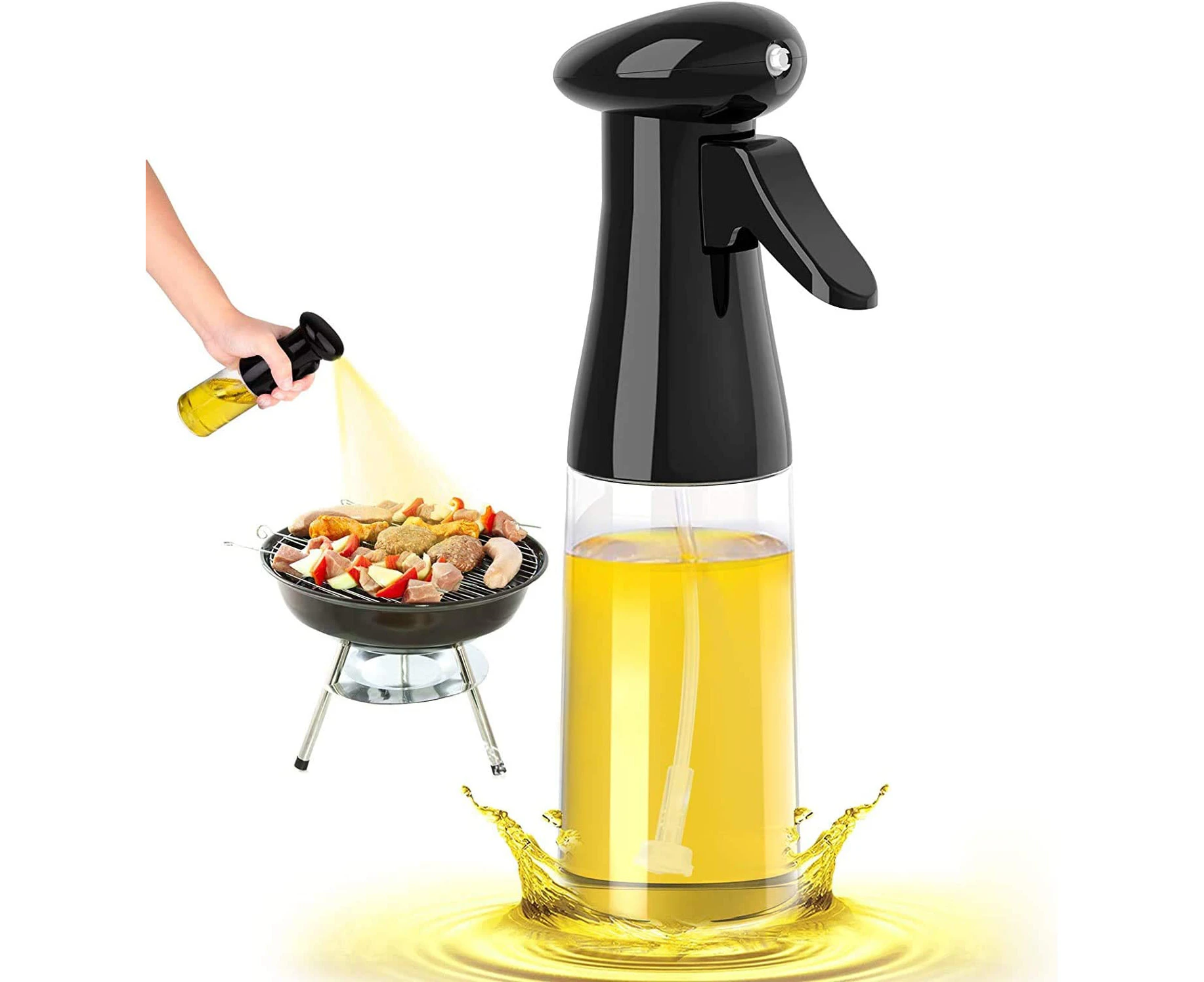 Olive Oil Sprayer for Cooking - 200ml Oil Dispenser Bottle Spray Mister - Portable Refillable Food Grade Oil Vinegar Spritzer Sprayer Bottles for Kitchen,