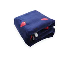 Pet Blanket Strawberry Pattern Soft Comfortable Gentle Thickened Keep Warm Breathable Flannel Pet Blanket Dog Pad for Home Use-Navy Blue XL