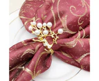 6Pcs Napkin Holder Exquisite Reusable Alloy Rust Proof Fake Pearl Napkin Rings for Wedding-Golden