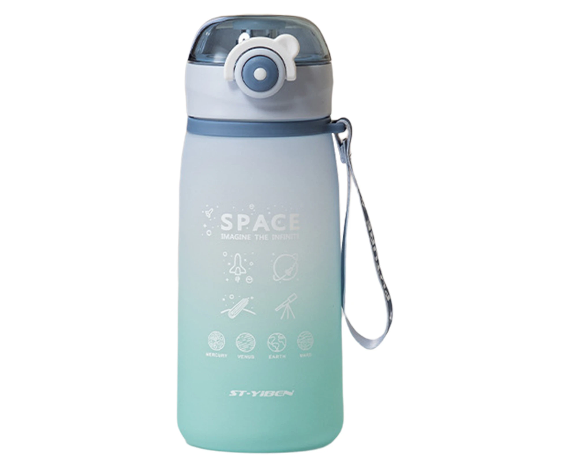 630ml Water Bottle BPA Free Motivational Plastic Time Marker Gradient Water Jug for Students Blue