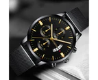 Fashion Mens Watches Luxury Men Business Casual Stainless Steel Mesh Belt Analog Quartz Watch Calendar Clock relogio masculino - Gold Gold