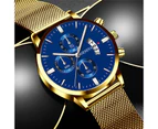 Fashion Mens Watches Luxury Men Business Casual Stainless Steel Mesh Belt Analog Quartz Watch Calendar Clock relogio masculino - Gold Gold