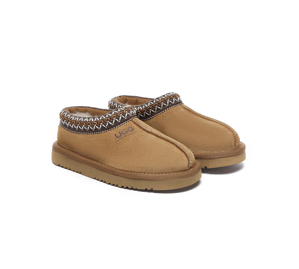 AUSTRALIAN SHEPHERD(R) UGG Kids Sheepskin Wool Ankle Tazzy Slippers Hippie - Chestnut