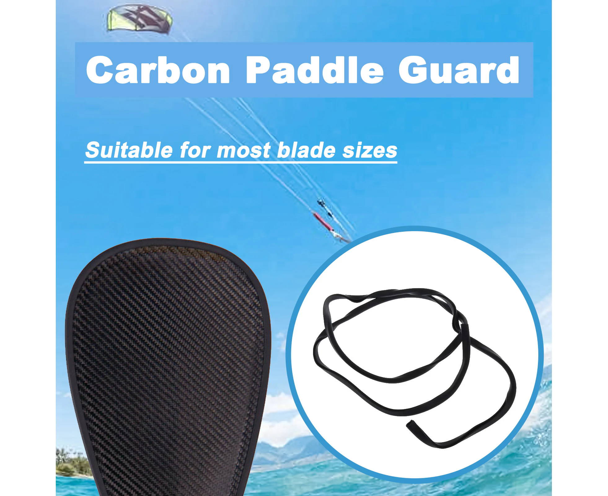 Carbon Paddle Guard Surfboad Edge Protection Strip for Surf Black