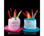 Plush Happy Birthday Cake Hat - Unisex Adult Size Fancy Dress Party Hats