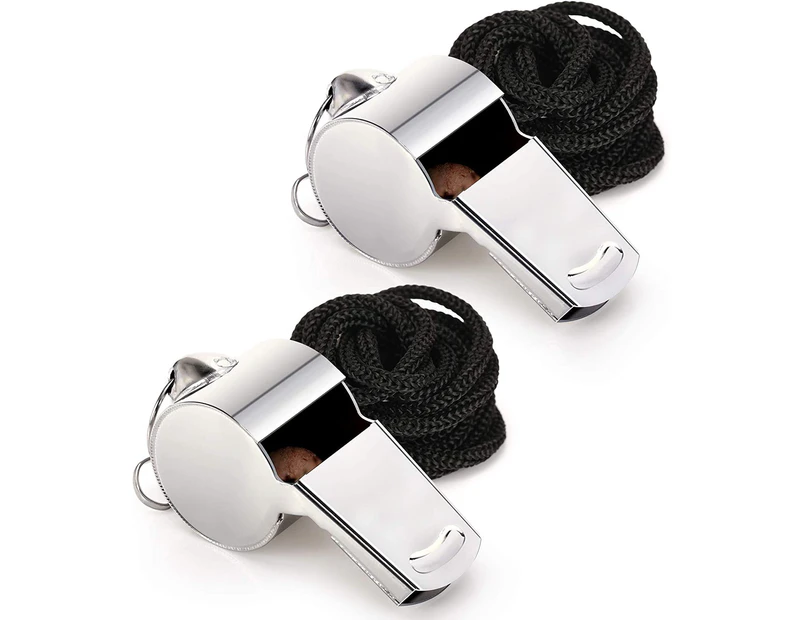2 Stainless Steel Whistles2Pcs Whistle, Stainless Steel Super Loud Sports Whistle With Lanyard