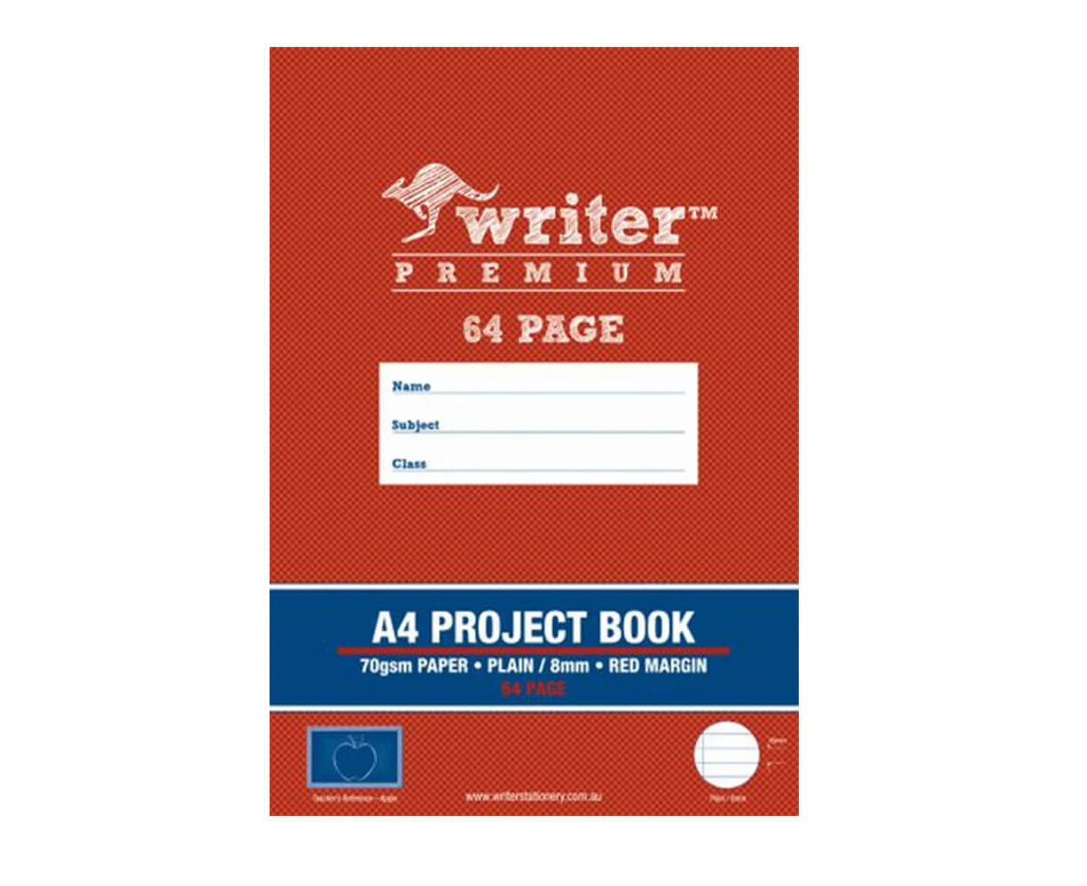 Writer Premium Plain & Ruled Project Book 8mm A4 (64 Pages)