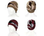Men Winter Thickened Fleece Lining Camouflage Knitted Hat Outdoor Warm Beanie Black