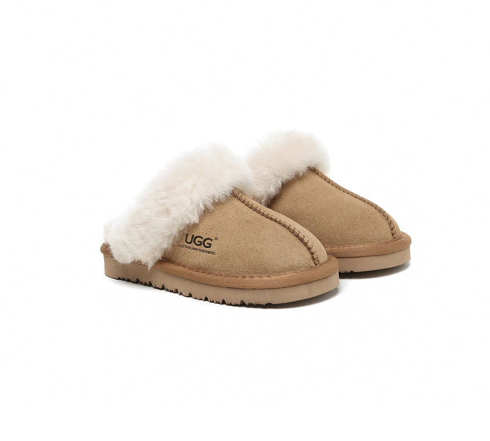 AUSTRALIAN SHEPHERD(R) UGG Slippers Kids Australian Sheepskin Wool Muffin - Chestnut