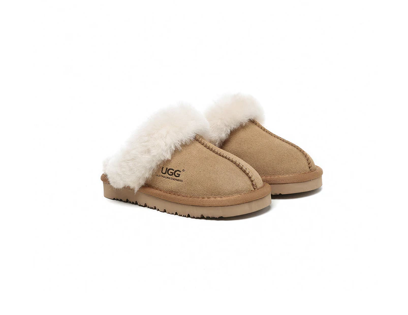 AUSTRALIAN SHEPHERD(R) UGG Slippers Kids Australian Sheepskin Wool Muffin - Chestnut