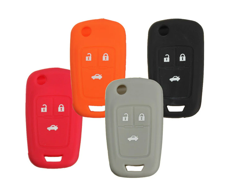 3 Button Silicone Key Case Holder Fob Protector Cover For Chevrolet: grey