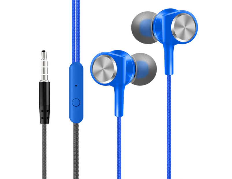 HY-1 Wired Earphone In-ear Noise Reduction 3.5mm Bass Stereo Headphone Gaming Headset with Built-in Microphone for Smartphones Blue