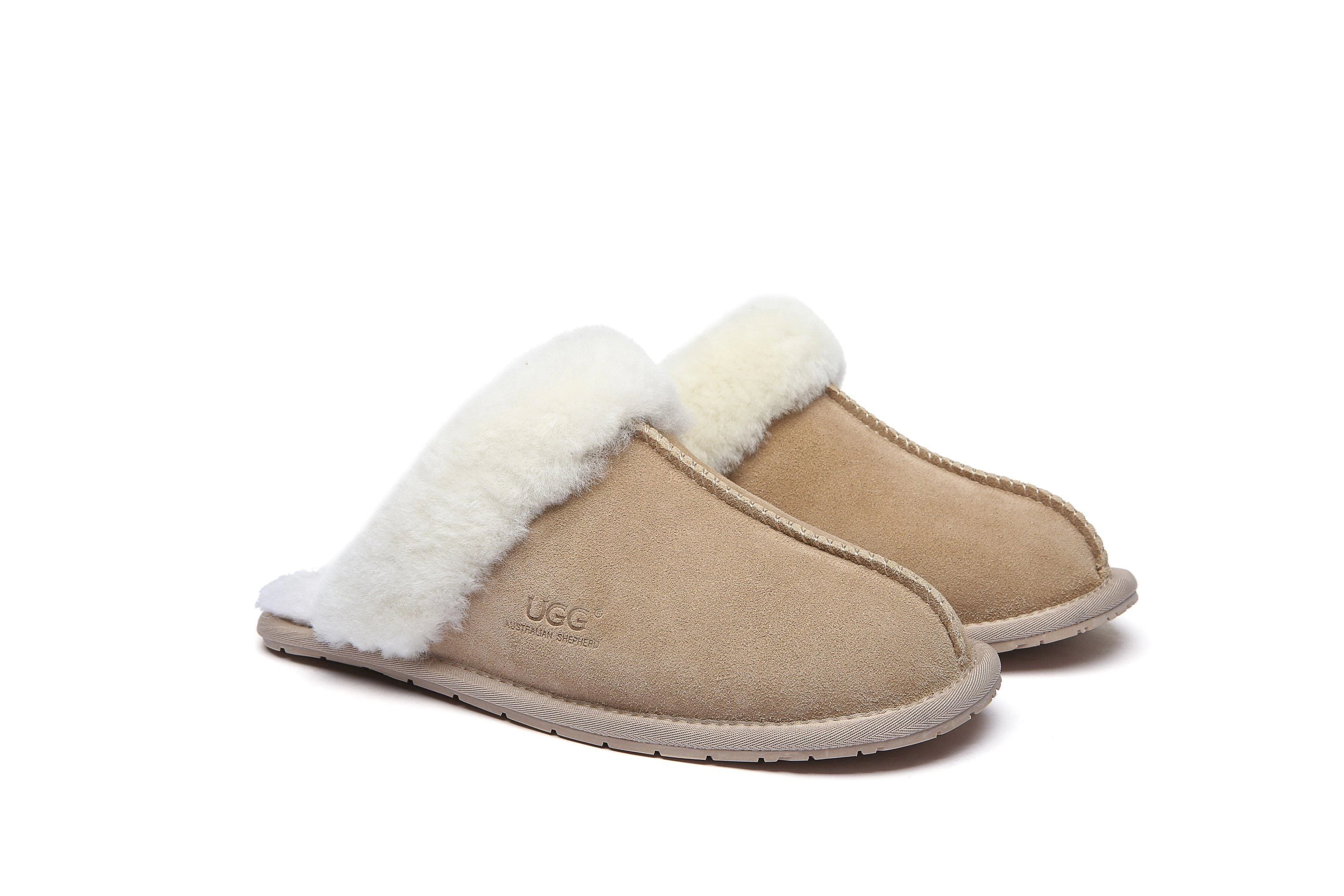 Australian Shepherd(R) Women And Men UGG Slippers Australia Premium Sheepskin Rosa Scuff - Sand