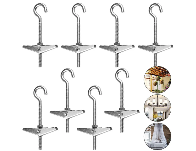 12 Pieces Spring Toggle M5 Hook Dowel Ceiling Galvanizing Toggle Dowel With Hook Ceiling Hook Set