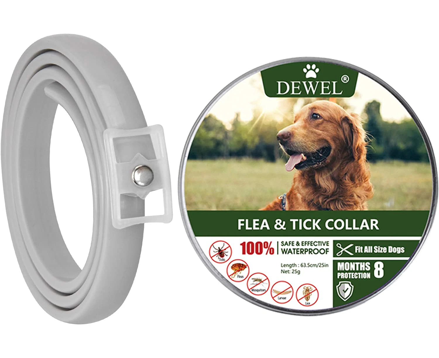 Large Collars for Dogs and Cats, Natural Collars for Dogs and Cats, Flea Repellent, Mites, Pests, Larvae, Lice