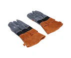 Antiscalding Gloves Cowhide High Temperature And Fire Resistant Protective Gloves For Camping Barbecue Microwave(Coffe )