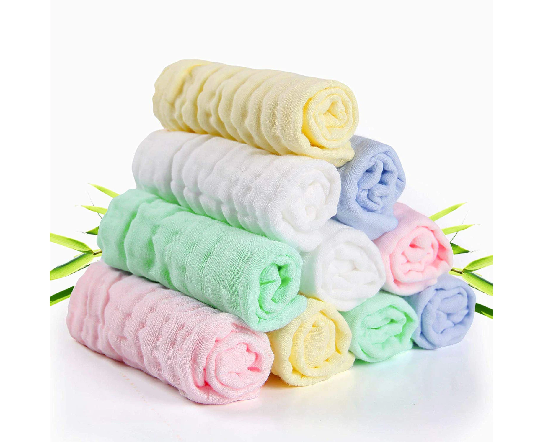 Baby Washcloths, Baby Muslin Washcloths, For Babies' Sensitive Skin, 10-Piece Organic Natural Cotton Bath Towel