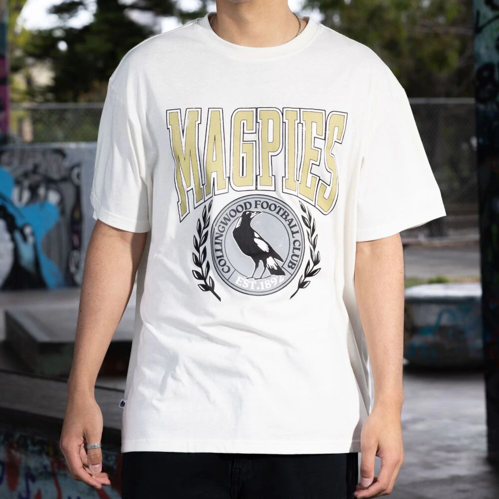 Collingwood Magpies Mens Arch Graphic Tee Natural