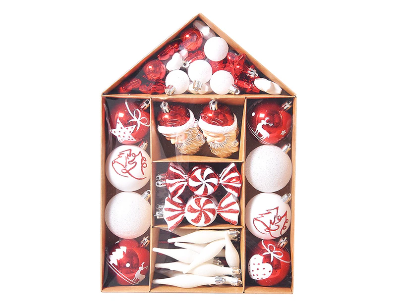 70Pcs Christmas Ball Ornaments Christmas Tree Decorations Party Decorations-White&Red