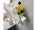 Air Duct Holder with Hook Multi-grid Punch-free Compartment Wall Organizer Storage Holder for Bathroom - Green