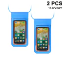 2pack Waterproof Phone Case Universal Waterproof Phone Pouch Dry Bag Sports TPU Waterproof Phone Bag-Blue 11.5x23cm
