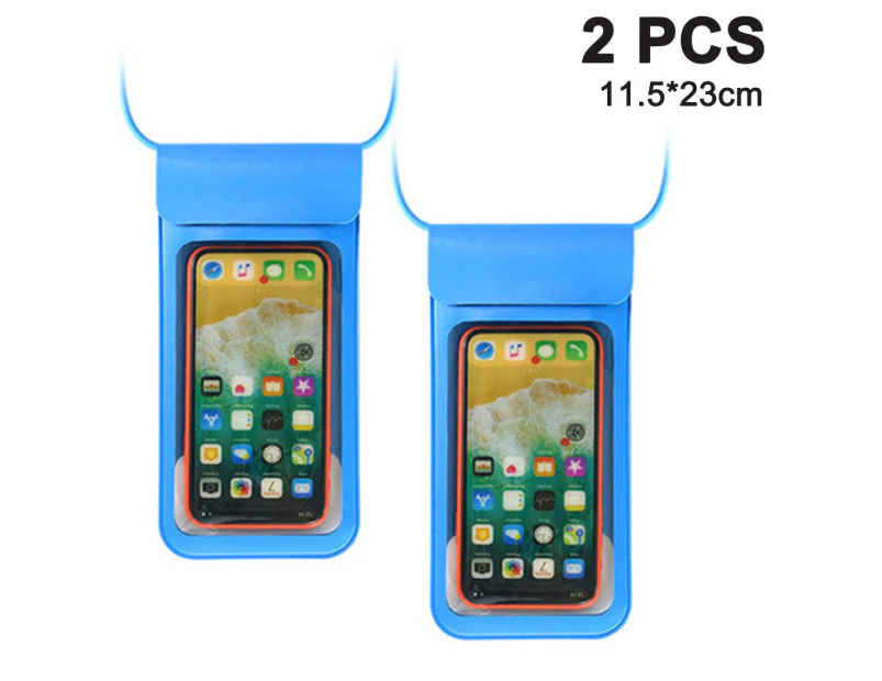 2pack Waterproof Phone Case Universal Waterproof Phone Pouch Dry Bag Sports TPU Waterproof Phone Bag-Blue 11.5x23cm
