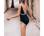 Women Swimsuit One Piece Sexy Bikini High Waist Swimsuit for Bathing-Black