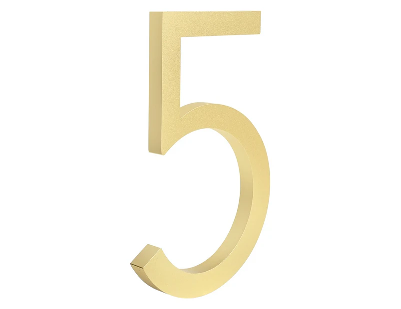 6 inch (15 cm) Floating House Number Sign #5, Golden, Aluminum Alloy