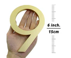 6 inch (15 cm) Floating House Number Sign #5, Golden, Aluminum Alloy