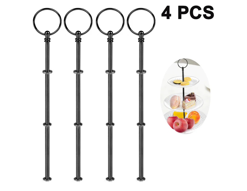 4Pcs 3 Tier Cake Stand Hardware, Tier Tray Hardware 3 Tier Cake Stand Accessories—Black