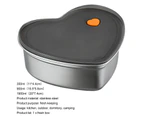 350/900/1900ML Stainless Steel Food Container with Lid Sealed Leak-proof Easy to Clean Large Capacity Heart Shaped Bento Box for Camping 1900ML