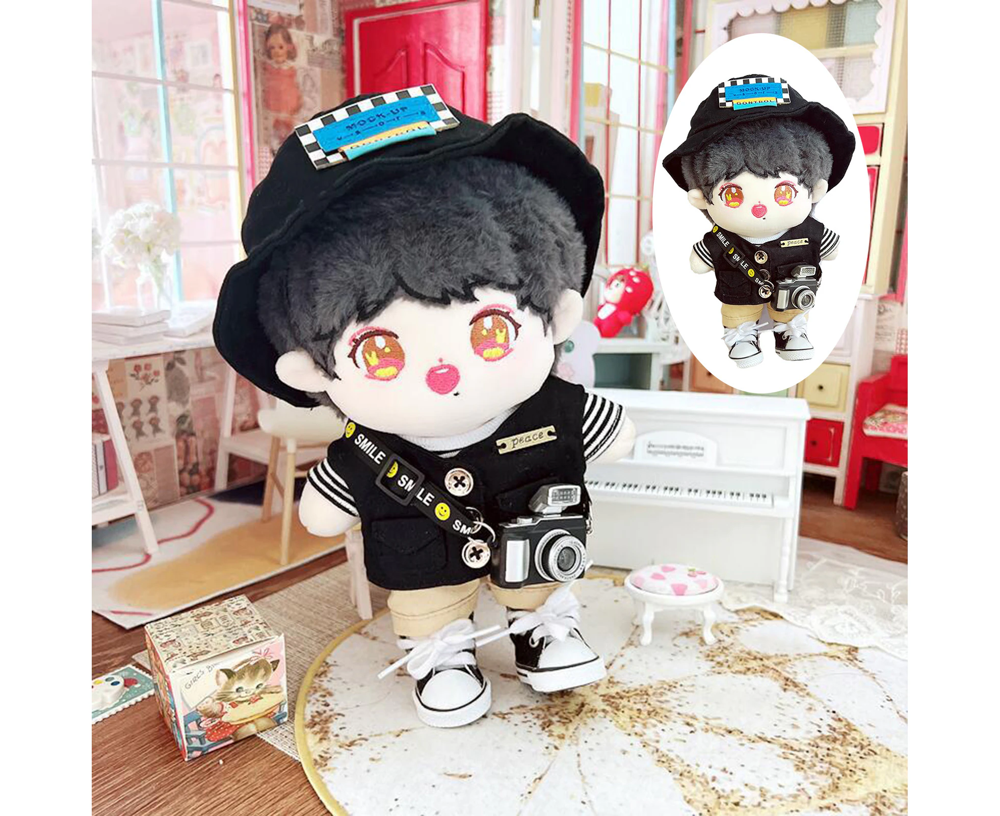 Idol Doll Clothes Soft Cute Cozy Touch Exquisite Mini Outfit Doll Dress Up Casual Wear Sleeveless Coat 20cm Cotton Dolls Black Vest Girls Gift - Black