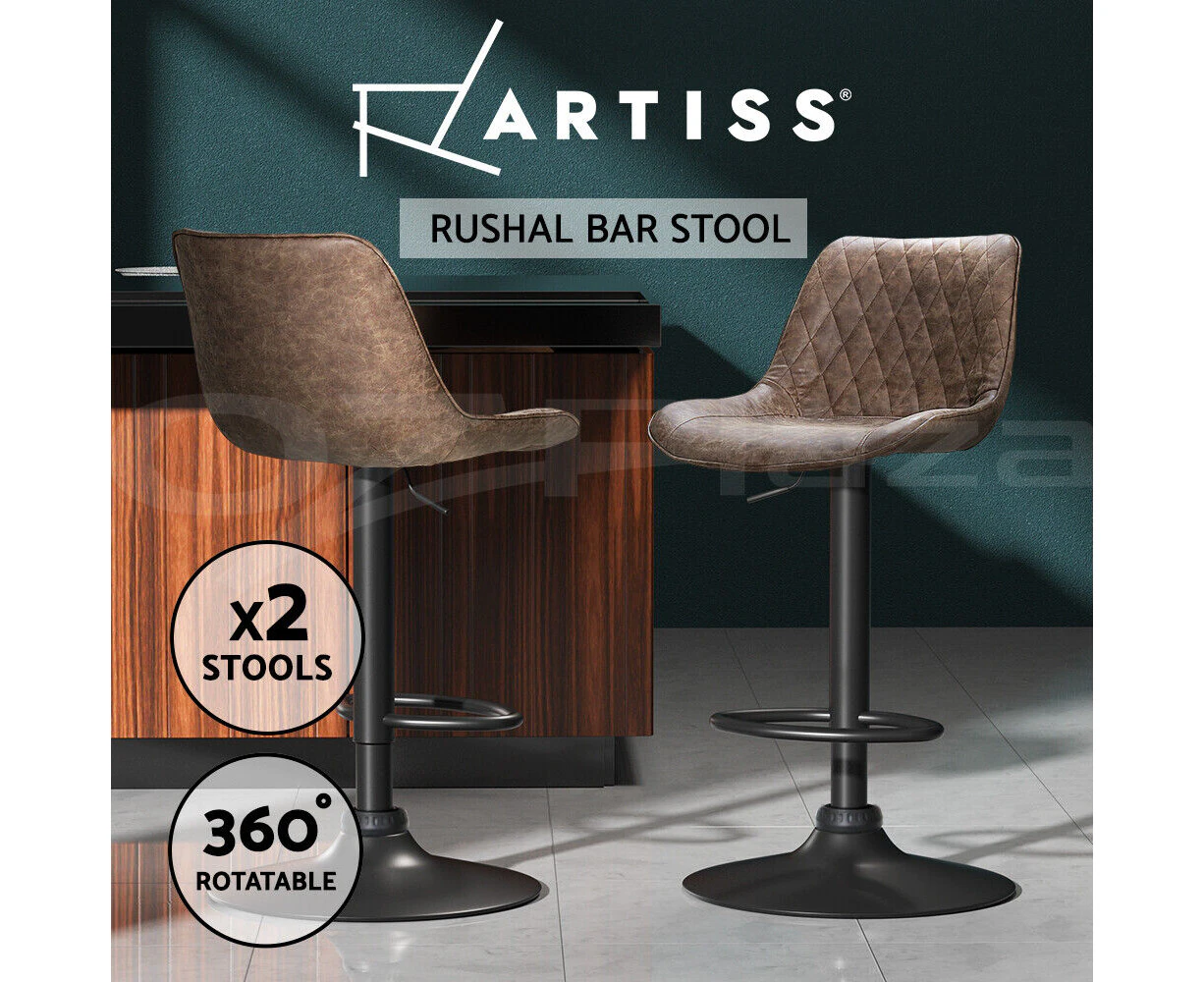 Artiss Bar Stools Kitchen Stool Chairs Metal Barstool Dining Chair Brown Rushal