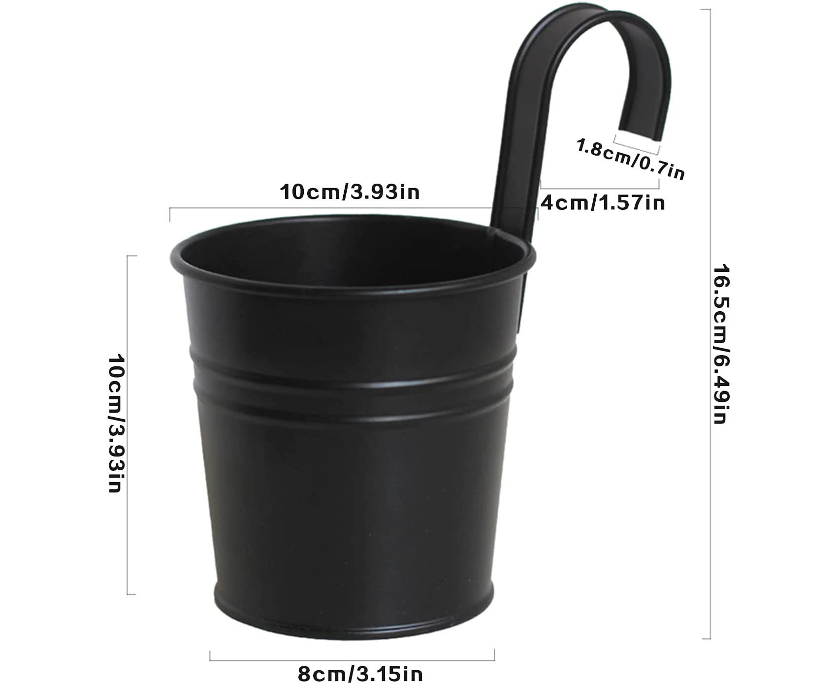 4 tin flower buckets black detachable small hanging bucket 4 Flower pot metal iron bucket flower pot is suitable