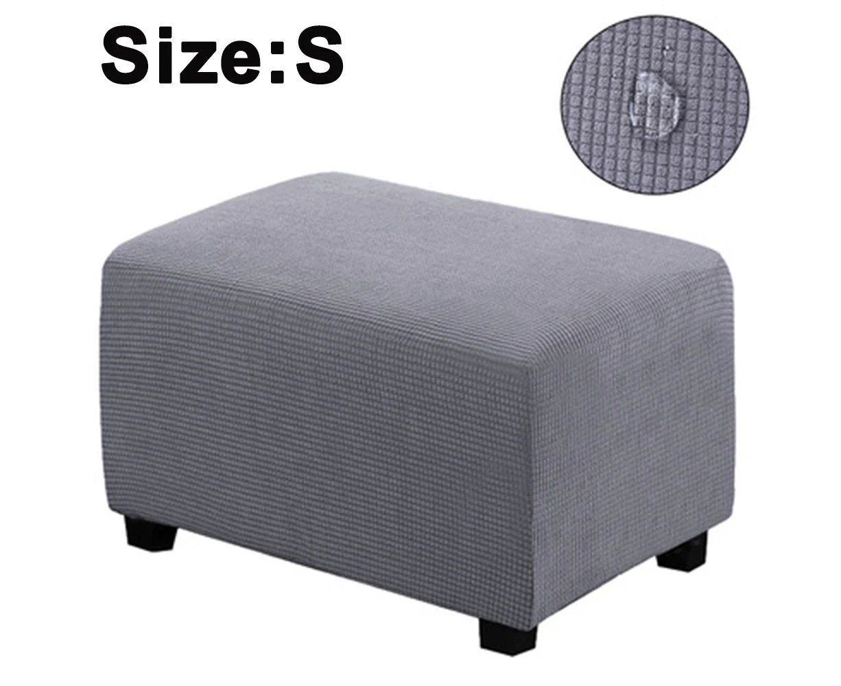 Easy-Going Stretch Ottoman Cover Folding Storage Stool Furniture Protector Soft Rectangle slipcover with Elastic Bottom -Light Grey S