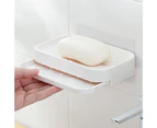 Soap Box Wall Mounted Home Storage PS Drawer Soap Dishes for Bathroom - White