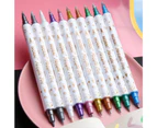 aerkesd 10Pcs Highlighter Pen Bright Color Smooth Drawing Quick Drying Double Head Silver Color Metallic Art Marker Pen for School-10