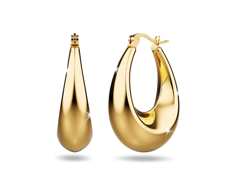 Gold Eve Puffed Hoop Earrings