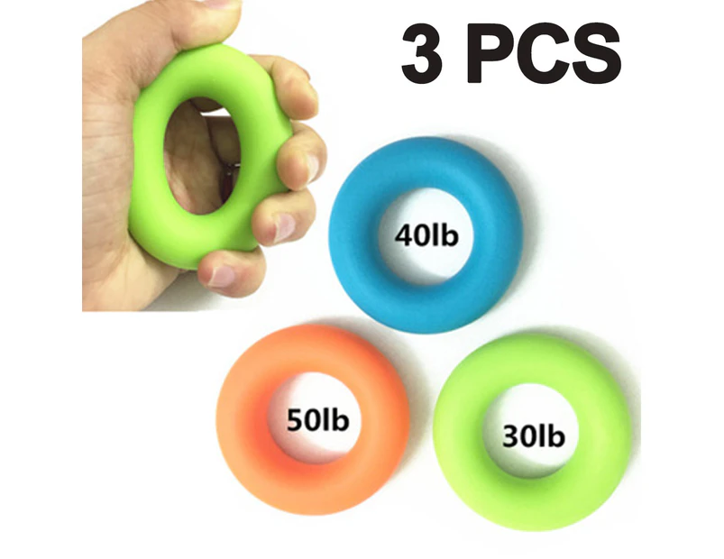3Pcs Lazy Silicone Grip Ring-Green+Blue+Orange3 Pack Hand Grip Strengthener Rings,Strength Trainer For Finger
