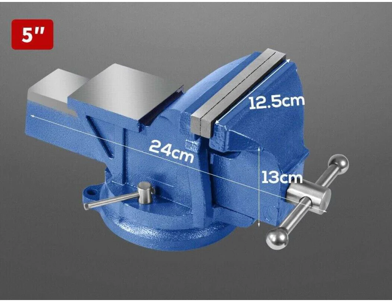 Powder Coated 5" Bench Vice Clamp Workbench Vise Anvil Swivel Base Jaw Grip