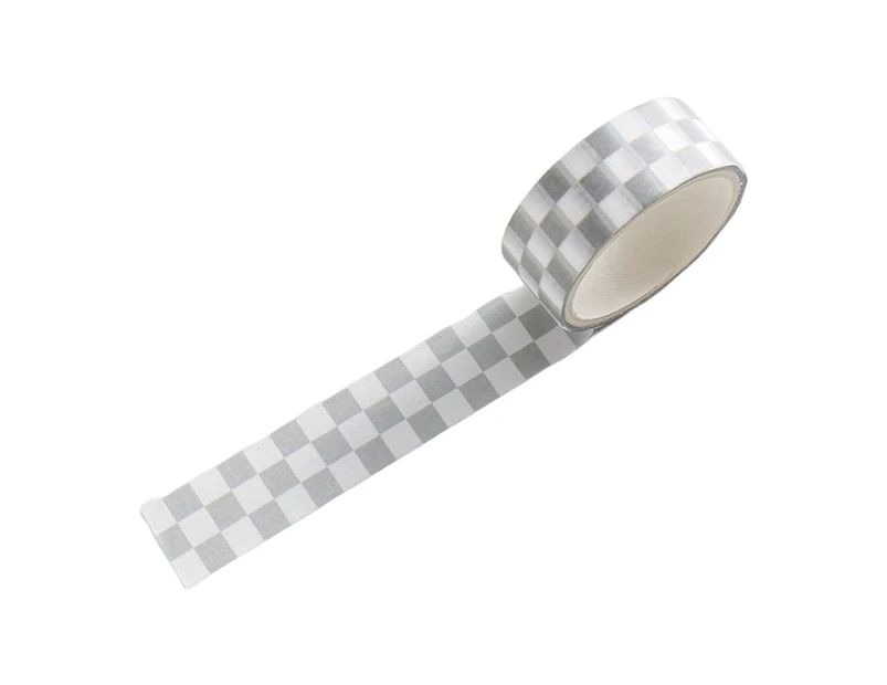aerkesd 1 Roll Washi Tape Sticky Adhesive Clear Print Removable Fade-resistant Scrapbooking Washi Checkerboard Pattern Paper Tape for Kids-Grey&White