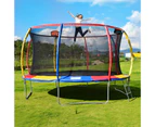 Genki 14ft Trampoline Rebounder Kids with Basketball Hoop Ladder Enclosure Jumping Bounce Outdoor Indoor Round