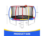 Genki 14ft Trampoline Rebounder Kids with Basketball Hoop Ladder Enclosure Jumping Bounce Outdoor Indoor Round