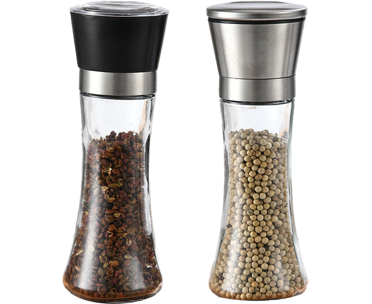 Premium Stainless Steel Salt and Pepper Grinder Set of 2 - Adjustable Ceramic Sea Salt Grinder & Pepper Grinder