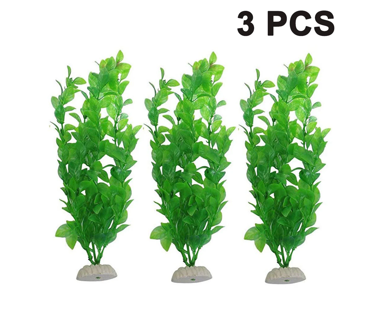 3 Pack Large Aquarium Plants Artificial Plastic Fish Tank Plants Tall Aquarium Accessories Simulation Fake Hydroponic Plants - Green