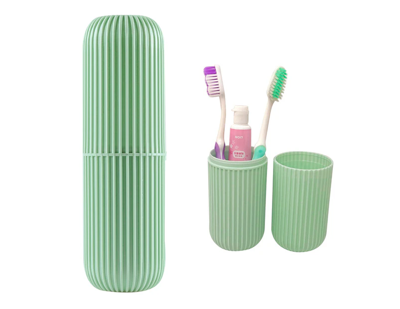 Household Travel Portable Plastic Toothbrush Toothpaste Cup Box Rack Travel Container,Green