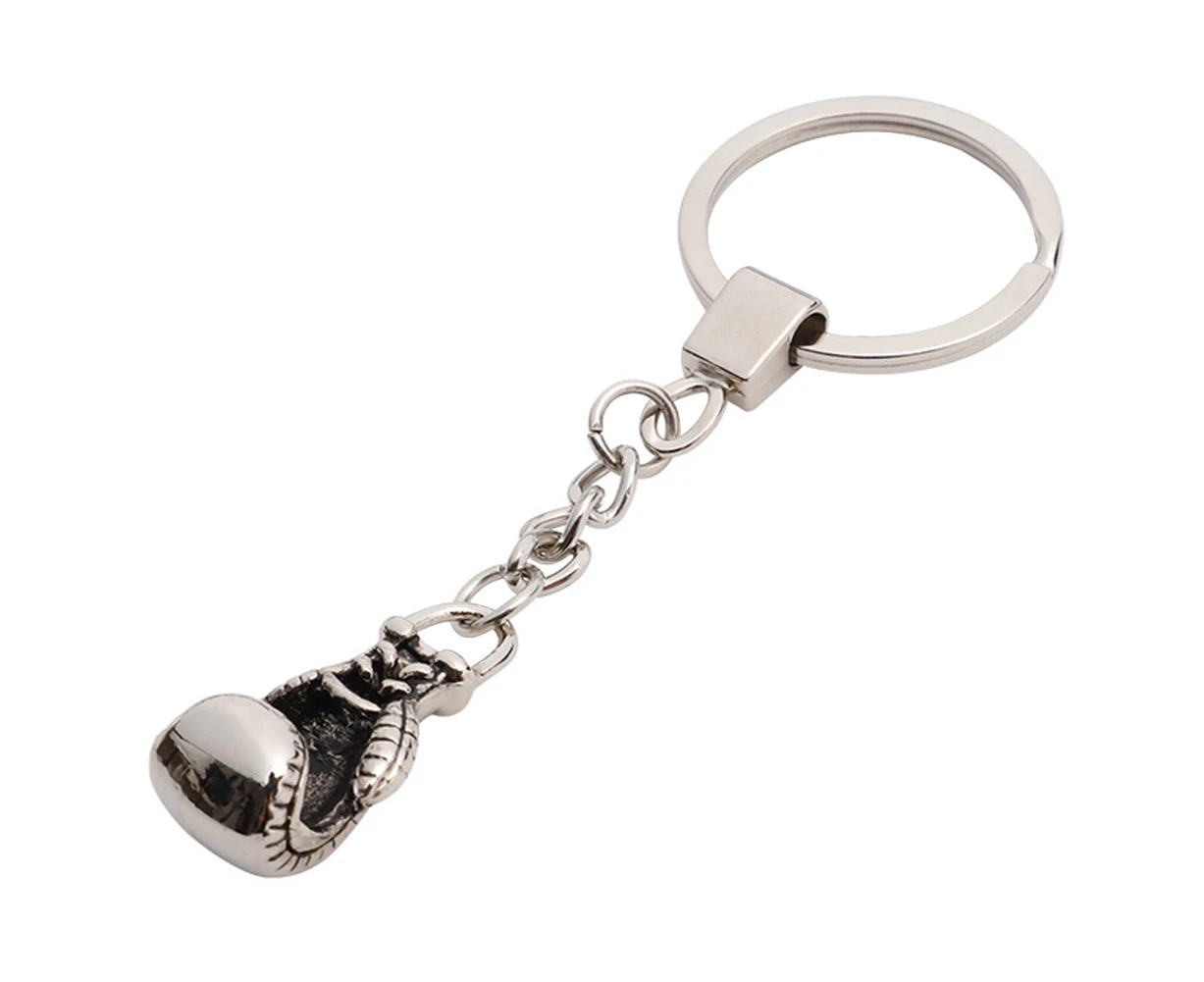 Silver Plated Metal Mini Boxing Glove Pendant Keyring Key Chain Bag Ornament-Alloy