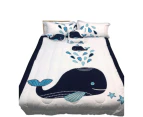 5 Piece Kids Comforter Set 5pc Childrens Bedding Set - Navy Whale