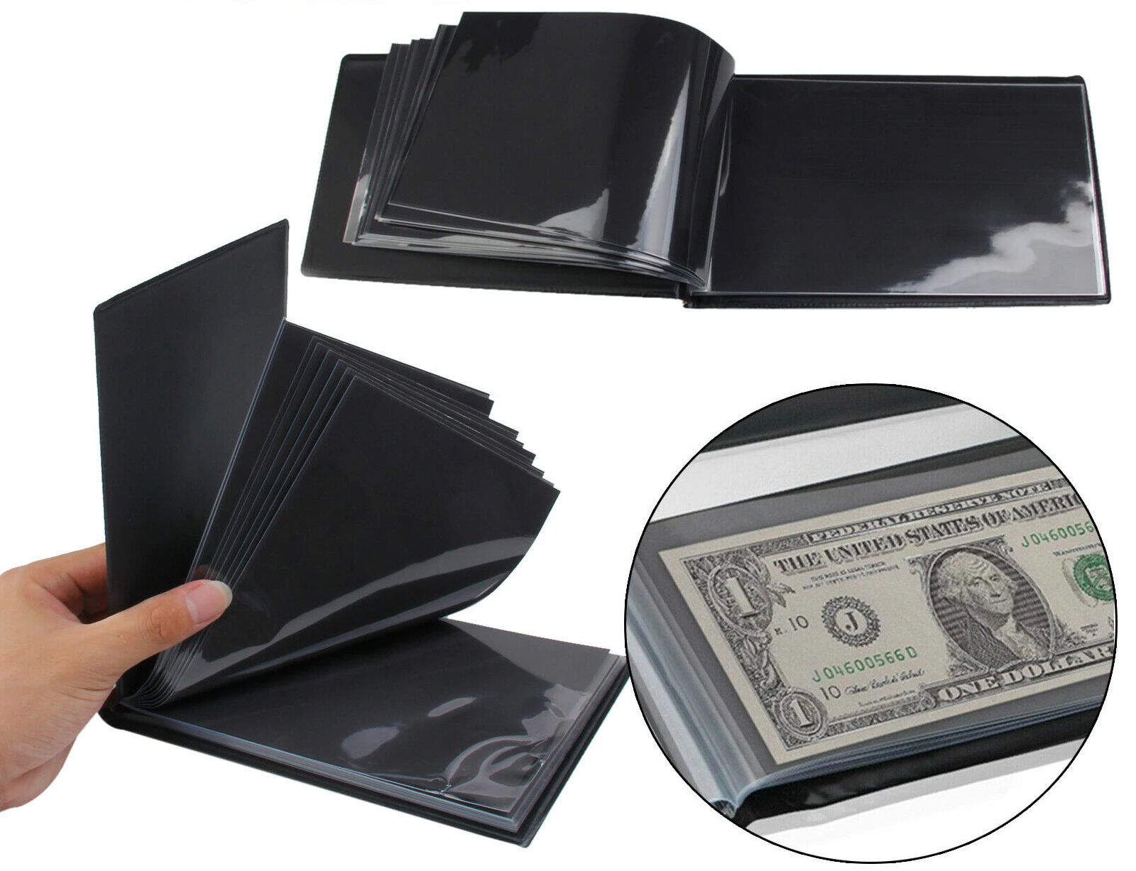 Banknote Album 20 Page Notes Paper Money Collection Book Holder Protector