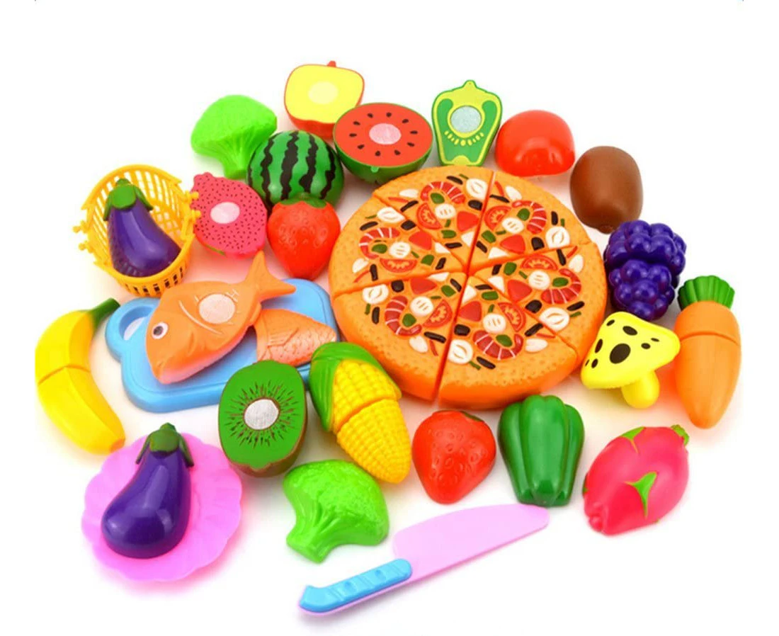 24pcs/Set Kitchen Toys Children Vegetable Cutting Fruit Toys Plastic